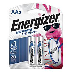 Energizer Ultimate Lithium AA Batteries, 1.5 V, 2/Pack (L91BP2)