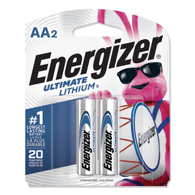 Energizer Ultimate Lithium AA Batteries, 1.5 V, 2/Pack (L91BP2)