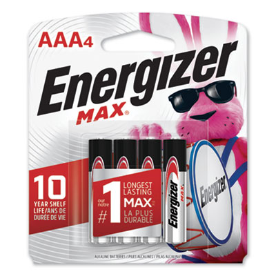 Energizer MAX Alkaline AAA Batteries, 1.5 V, 4/Pack (E92BP4)