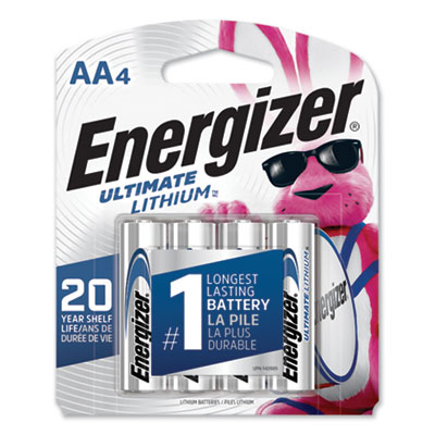 Energizer Ultimate Lithium AA Batteries, 1.5 V, 4/Pack (L91SBP4)