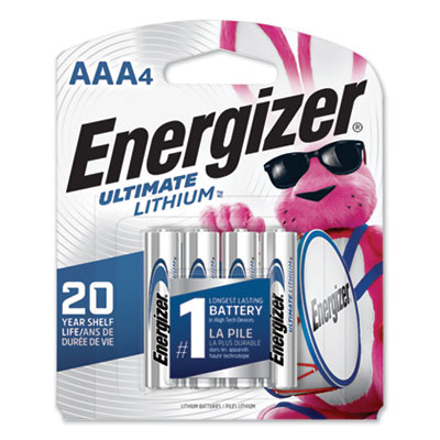 Energizer Ultimate Lithium AAA Batteries, 1.5 V, 4/Pack (L92SBP4)