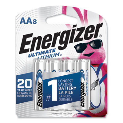 Energizer Ultimate Lithium AA Batteries, 1.5 V, 8/Pack (L91SBP8)