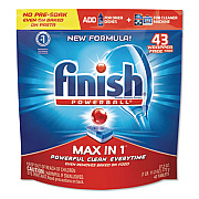 FINISH POWERBALL MAX IN 1 DISHWASHER TABS, REGULAR SCENT, 43/PACK, 4/CARTON (92789)
