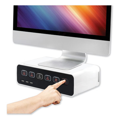 Kantek Cable Management Power Hub and Stand with USB Charging Ports, 5 Outlets, 3 USB, 6.5 ft Cord, 11.75 x 6.6 x 3.5, White (CM1100)