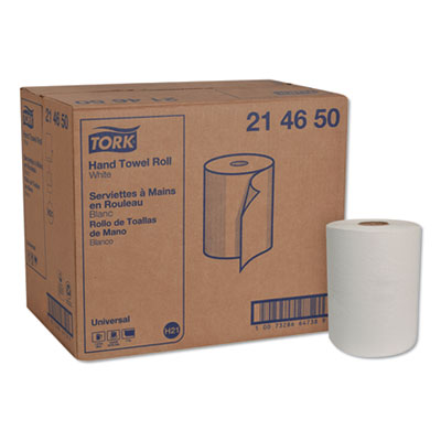 Tork Hardwound Roll Towels, 7.88" x 425 ft, White, 12 Rolls/Carton (214650)