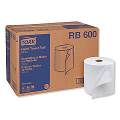 Tork Advanced Hardwound Roll Towel, One-Ply, 7.88" x 600 ft, White, 12 Rolls/Carton (RB600)