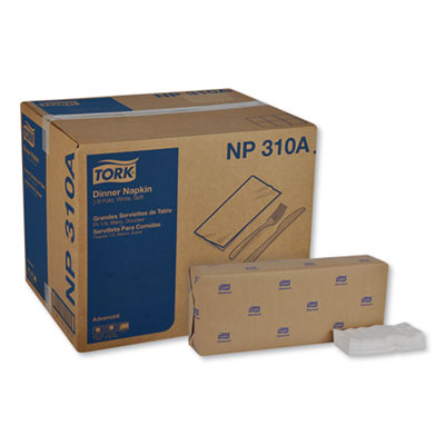 Tork Advanced Dinner Napkins, 2-Ply, 15 x 16.25, 1/8 Fold, White, 375/Packs, 8 Packs/Carton (NP310A)