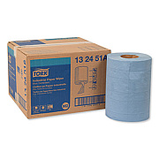 Tork Industrial Paper Wiper, 4-Ply, 10 x 15.75, Unscented, Blue, 190 Wipes/Roll, 4 Roll/Carton (132451A)