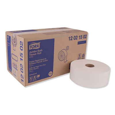 Tork Advanced Jumbo Bath Tissue, Septic Safe, 2-Ply, 3.48" x 1,600 ft, White, 6 Rolls/Carton (12021502)