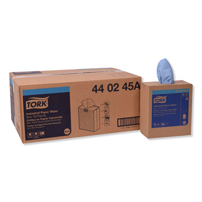 Tork Industrial Paper Wiper, 4-Ply, 8.54 x 16.5, Unscented, Blue, 90 Towels/Box, 10 Boxes/Carton (440245A)