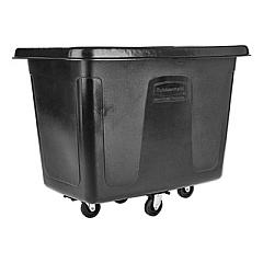Rubbermaid Commercial Cube Truck, 12 cu ft, 400 lb Capacity, Medium-Density Polyethylene/Metal Frame, Black (461200BLA)