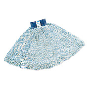 Rubbermaid Commercial Super Stitch Finish Mops, Cotton/Synthetic, Large, White, 1"  Blue Headband (D513)
