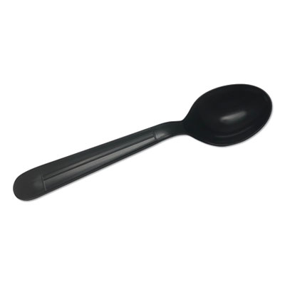 GEN Heavyweight Cutlery, Soup Spoons, 6", Polypropylene, Black, 1000/Carton (GENHYBSS)
