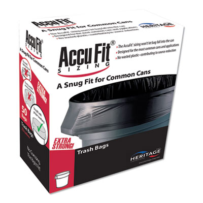 Linear Low Density Can Liners with AccuFit Sizing, 23 gal, 0.9 mil, 28" x 45", Black, 300/Carton (H5645TKRC1CT)