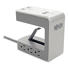 Tripp Lite Six-Outlet Surge Protector with Two USB-A and One USB-C Ports, 8 ft Cord, 1080 Joules, Gray (TLP648USBC)