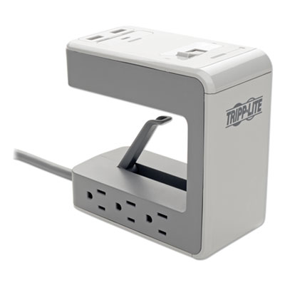 Tripp Lite Six-Outlet Surge Protector with Two USB-A and One USB-C Ports, 8 ft Cord, 1080 Joules, Gray (TLP648USBC)