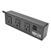 Tripp Lite Protect It! 3-Outlet Surge Protector with Mounting Brackets, 10 ft Cord, 510 Joules, Black (TLP310USBS)