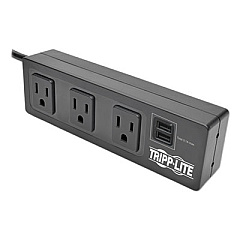 Tripp Lite Protect It! 3-Outlet Surge Protector with Mounting Brackets, 10 ft Cord, 510 Joules, Black (TLP310USBS)