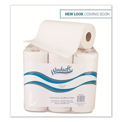 Windsoft Kitchen Roll Towels, 2 Ply, 11 x 9, White, 72 Sheets/Roll, 6 Rolls/Pack (WIN2420)
