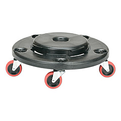 AbilityOne 7240016811787 SKILCRAFT Trash Can Dolly, 350 lb Capacity, 17.75" x 6", Black/Red