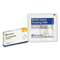 First Aid Only Gauze Pads, Sterile, 4 x 4, 2/Box (3014)