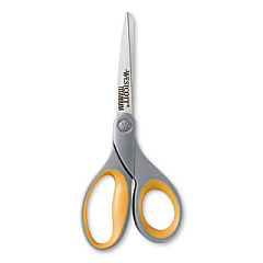 Westcott Titanium Bonded Scissors, 8" Long, 3.5" Cut Length, Gray/Yellow Straight Handle (13529)