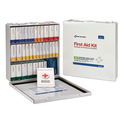 First Aid Only Unitized ANSI 2015 Compliant Class B Type III First Aid Kit for 100 People, 217 Pieces, Metal Case (90570)