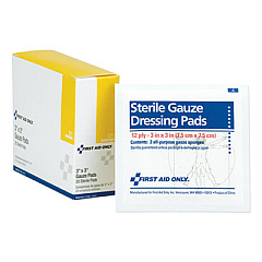 First Aid Only Gauze Dressing Pads, Sterile, 3 x 3, 10 Dual-Pads/Box (I211)