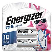 Energizer 123 Lithium Photo Battery, 3 V, 2/Pack (EL123APB2)