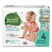 Seventh Generation FREE AND CLEAR BABY DIAPERS, SIZE 4, 22 LBS TO 32 LBS, 108/CARTON (44063)