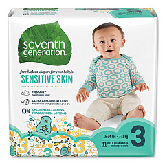 Seventh Generation FREE AND CLEAR BABY DIAPERS, SIZE 3, 16 LBS TO 24 LBS, 31/PACK (44062PK)
