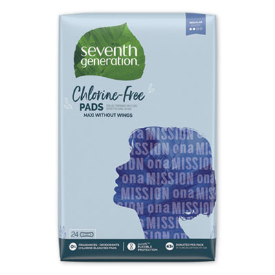 Seventh Generation CHLORINE-FREE MAXI PADS, REGULAR, 24/PACK, 12 PACKS/CARTON (45000)
