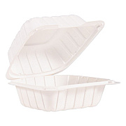 ProPlanet by Dart Hinged Lid Containers, 6 x 6.3 x 3.3, White, 400/Carton (60MFPPHT1)