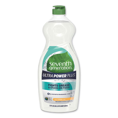 Seventh Generation Natural Dishwashing Liquid, Ultra Power Plus, Fresh Citrus, 22 Oz Bottle (22928)