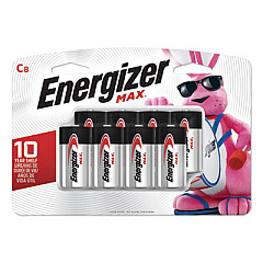 Energizer MAX Alkaline C Batteries, 1.5 V, 8/Pack (E93FP8)