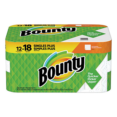 Bounty PAPER TOWELS, 2-PLY, WHITE, 54 SHEETS/ROLL, 12 ROLLS/CARTON (74796)