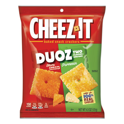 Sunshine CHEEZ-IT DUOZ CRACKERS, SHARP CHEDDAR AND PARMESAN, 4.3 OZ BAG, 6/PACK (2757053)