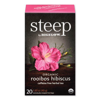 Bigelow STEEP TEA, ROOIBOS HIBISCUS HERBAL TEA, 0.08 OZ TEA BAG, 20/BOX (2072094)