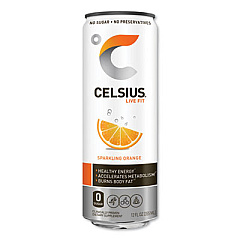 Celsius LIVE FIT FITNESS DRINK, SPARKLING ORANGE,12 OZ CAN, 12/CARTON (24383469)