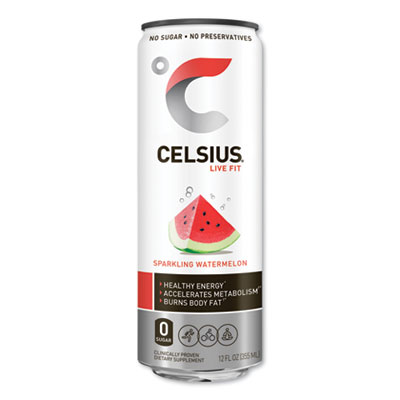 Celsius LIVE FIT FITNESS DRINK, SPARKLING WATERMELON, 12 OZ CAN, 12/CARTON (24383479)