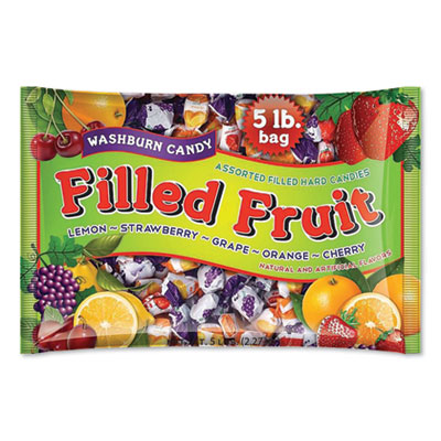 F.B. Washburn Candy FILLED FRUIT HARD CANDIES, ORANGE, LEMON, STRAWBERRY, CHERRY, GRAPE, 80 OZ BAG (590867)