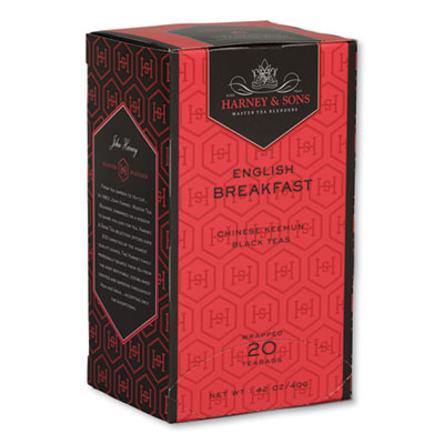 Harney & Sons PREMIUM TEA, ENGLISH BREAKFAST BLACK TEA, INDIVIDUALLY WRAPPED TEA BAGS, 20/BOX (24380970)