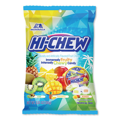 Hi-Chew FRUIT CHEWS, TROPICAL, PEG BAG 3.53 OZ, 6/CARTON (24394472)