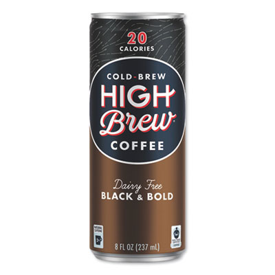 HIGH Brew Coffee COLD BREW COFFEE + PROTEIN, BLACK AND BOLD, 8 OZ CAN, 12/PACK (2708243)