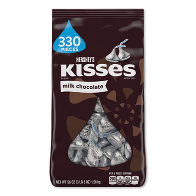 Hershey's KISSES, MILK CHOCOLATE, SILVER WRAPPERS, 56 OZ BAG (183795)