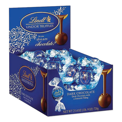 Lindt Lindor Dark Chocolate Truffles, 25.4 oz Box, 60/Box (LAS3513)