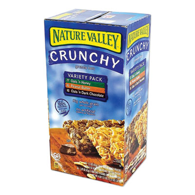 Nature Valley GRANOLA BARS, ASSORTED CRUNCHY BARS, 1.5 OZ POUCH, 2 BARS/POUCH, 49 PACKS/BOX (1787279)