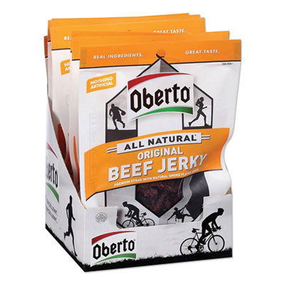 Oberto ALL NATURAL BEEF JERKY, ORIGINAL, 1.5 OZ POUCH, 8/BOX (2251288)