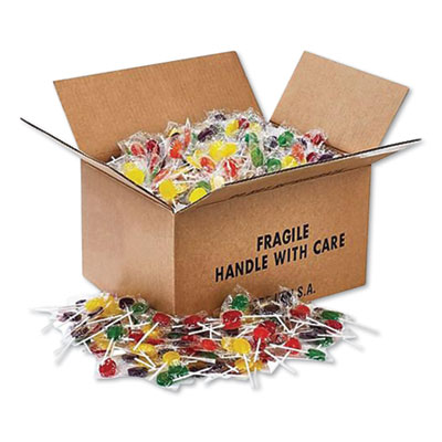 Snack Jar Fruit Flavored Lollipops, Assorted, 0.2 oz Individually Wrapped Pieces, 1,445/Carton (YPR23912)