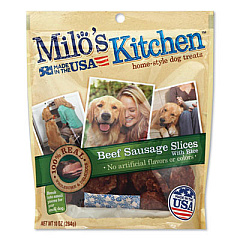 Milo's Kitchen HOMESTYLE DOG TREATS, BEEF SAUSAGE SLICES WITH RICE, 10 OZ POUCH, 5 POUCHES/CARTON (24299423)